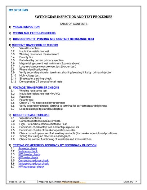 mv switchgear testing procedure pdf